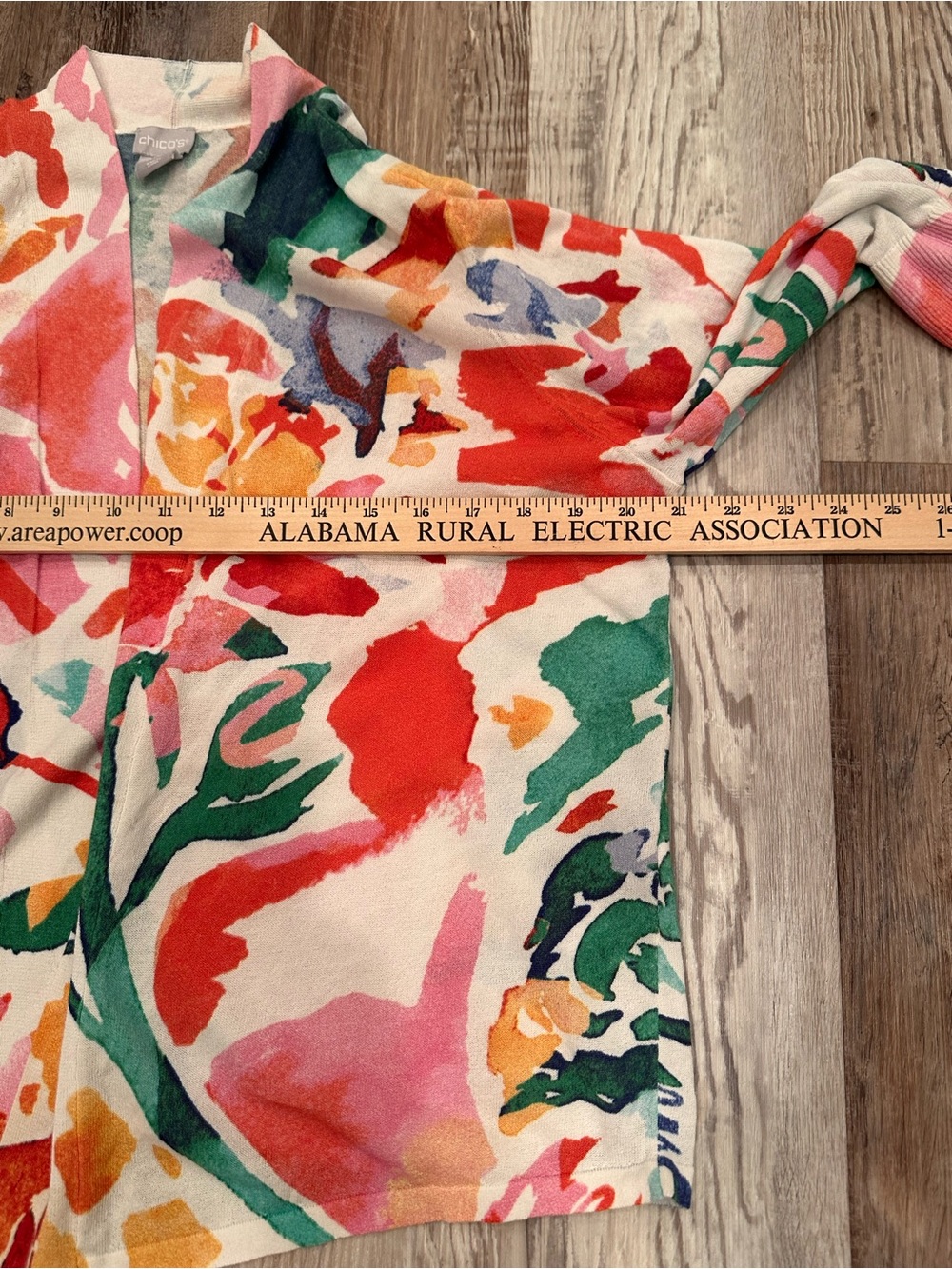 Chico's Multicolor Floral Open-Front Cardigan Lightweight Layer Summer Sz 2L - Picture 2 of 9